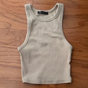 Zara Light Tan Ribbed Tank Top